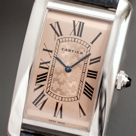 cartier tank salmon dial|cartier american watch platinum.